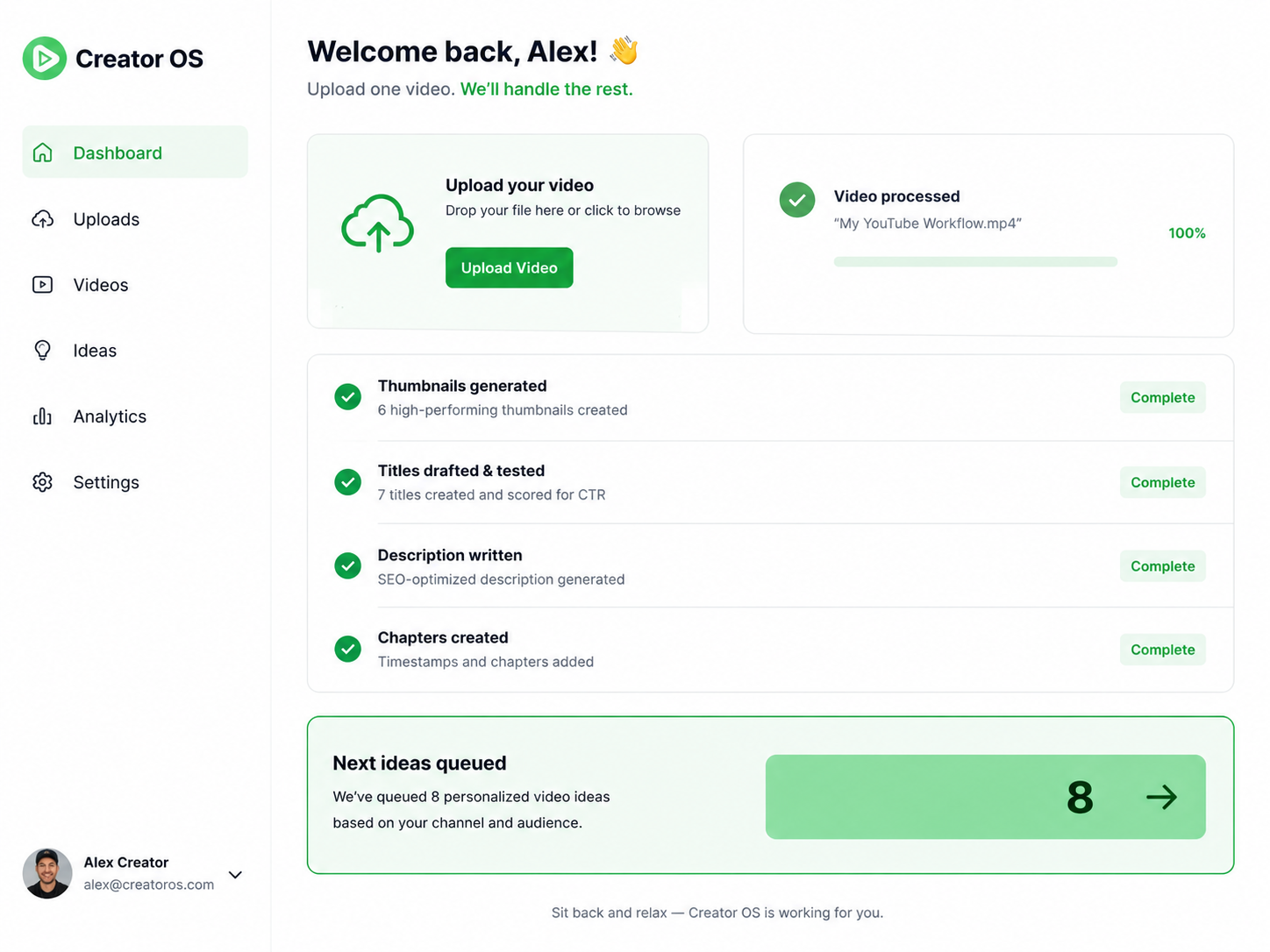 Creator OS dashboard